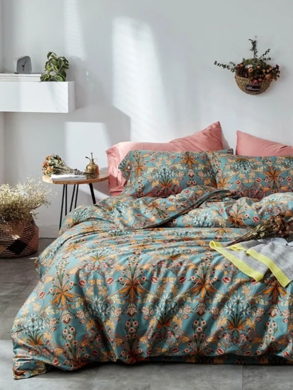 VougeMarket NWT 3pc Twin XL Duvet Cover & Pillow Case Set In Boho Floral Teal